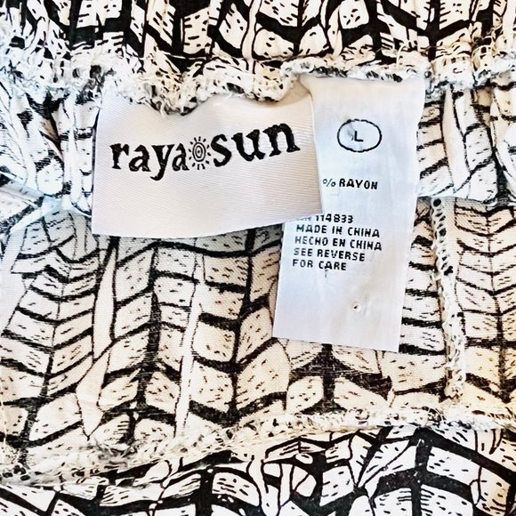 Raya Sun Resort Beachwear Vine Print Wide Leg Open Leg Wrap Cropped Rayon Pant - Picture 10 of 11